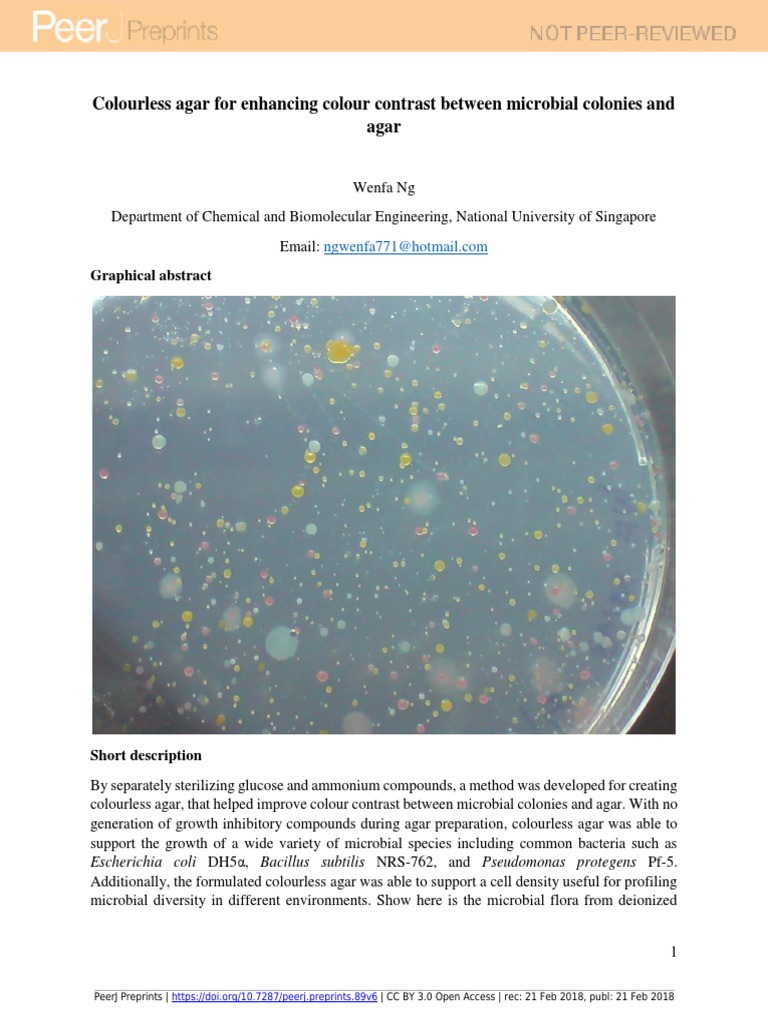 Colourless Agar For Enhancing Colour Contrast Between Microbial ...