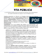 Carta Publica a Las 8 Federaciones 27 de Octubre 2019