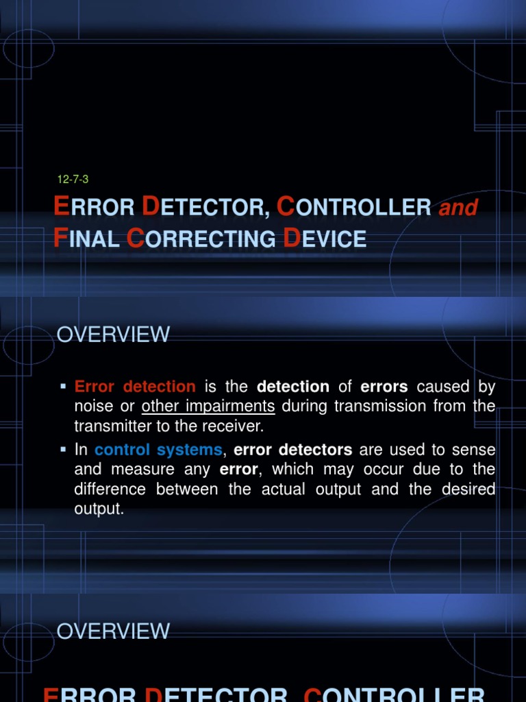 Error Detector Controller and Final Correcting Device PDF