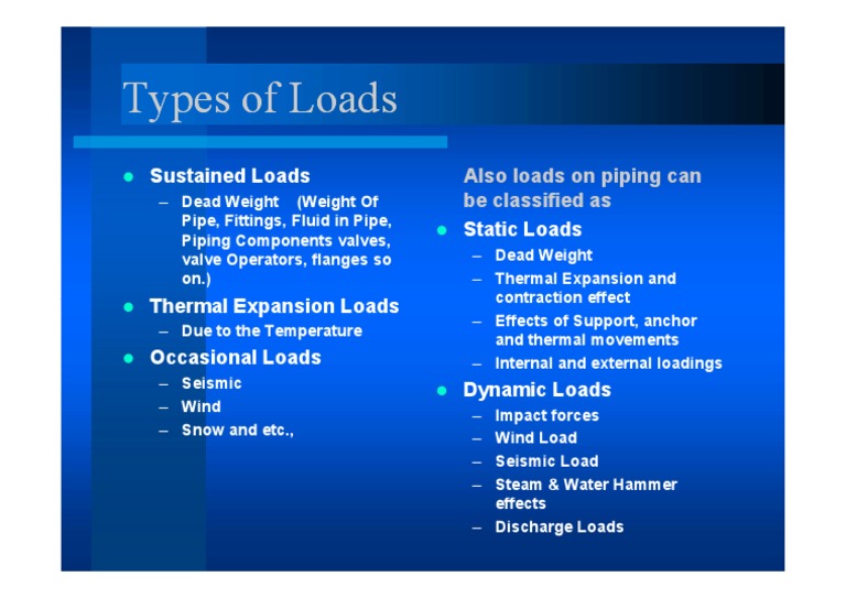 Classification and Types of Loads on Piping Systems | PDF