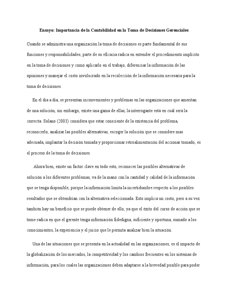 Contabilidad y Toma de Decisiones Gerenciales | PDF | Toma de ...