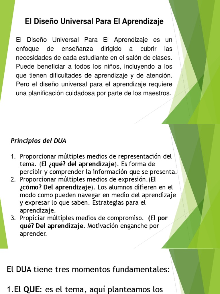 Principios del Diseño Universal para Aprendizaje | PDF | Plan de ...