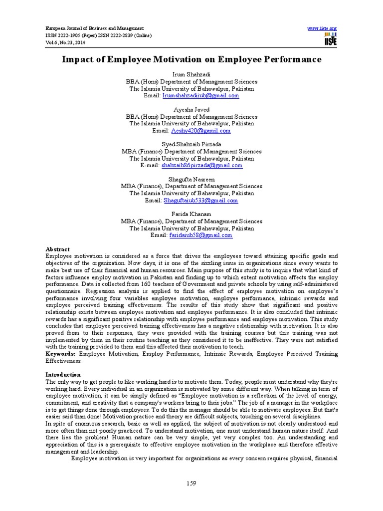 Employee Motivation's Impact on Performance | PDF | Motivation ...