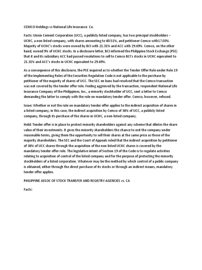 CEMCO Holdings Vs National Life Insurance Co PDF Public Company