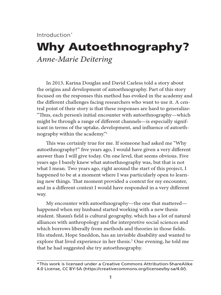 Introduction. Why Autoethnography PDF Positivism Narrative