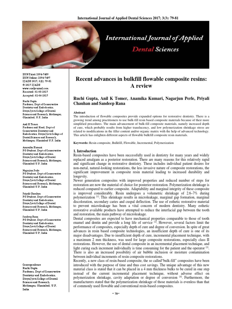 Recent Advances in Bulkfill Flowable Composite Resins: A Review | PDF ...
