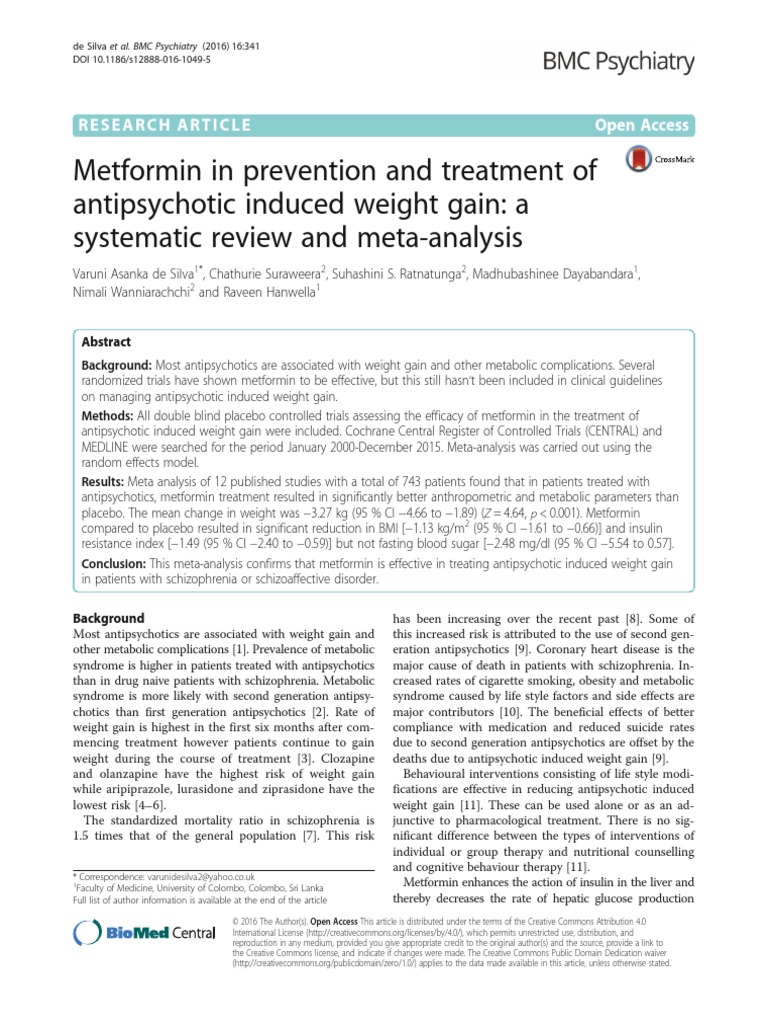 Metformin PDF | PDF | Antipsychotic | Meta Analysis