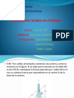 Sistema fuerza-par equivalente para tres cables que sostienen una antena