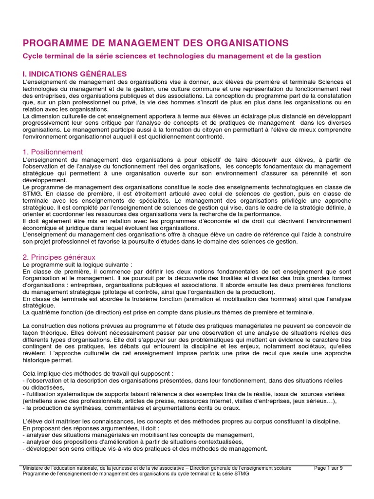 Fiche De Révision Management Terminale Stmg Pdf 4 STMG Management PDF | PDF | Gestion stratégique | Services publics