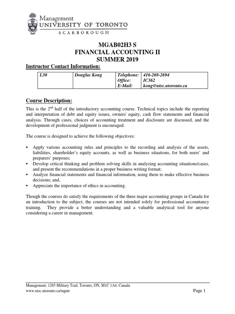 S2019 B02 Course Outline - Mar 16 | PDF | Test (Assessment) | Homework