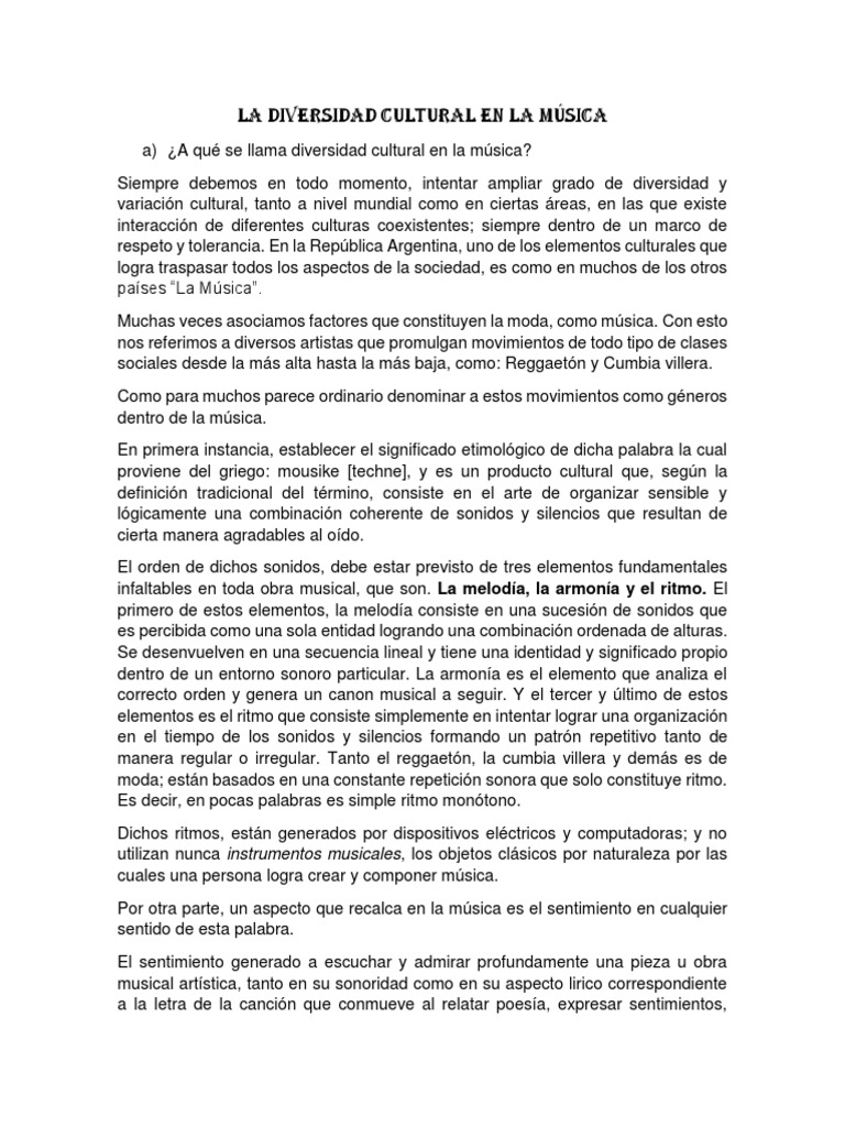 Diversidad Cultural en la Música | PDF | Rock and roll | Folklore