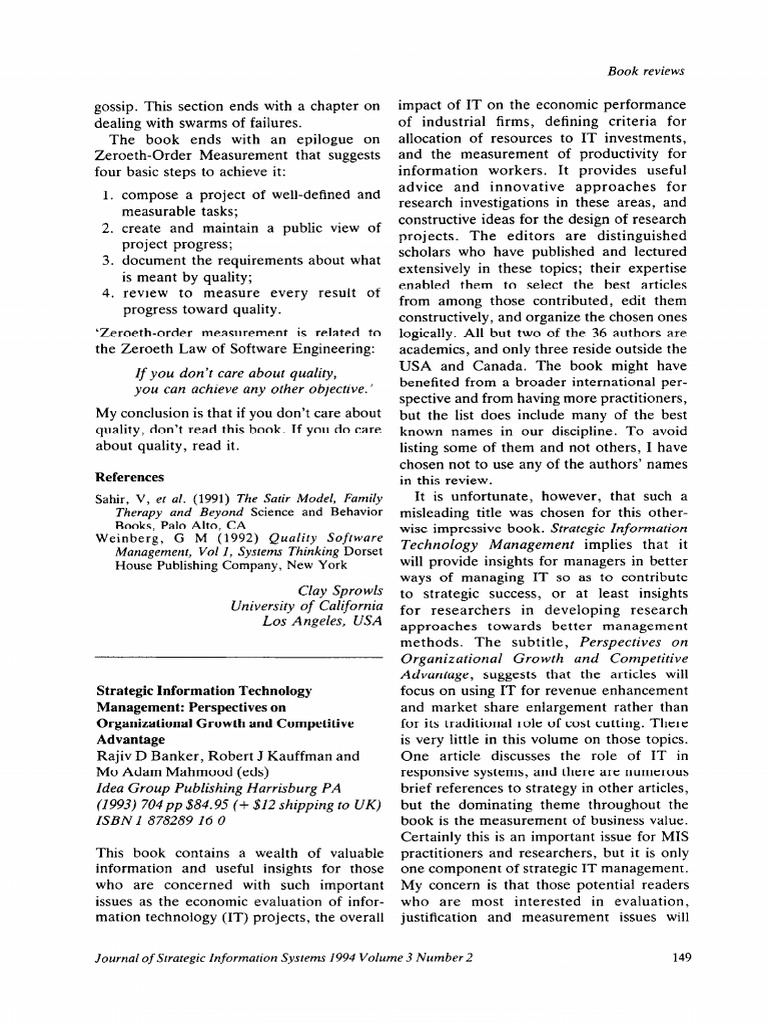 Zeroeth-Order Measurement in IT Quality | PDF | Innovation ...