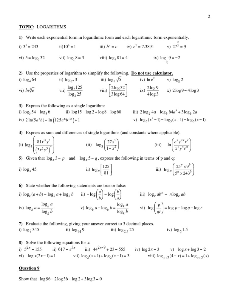 Logarithms PDF PDF Logarithm Numbers