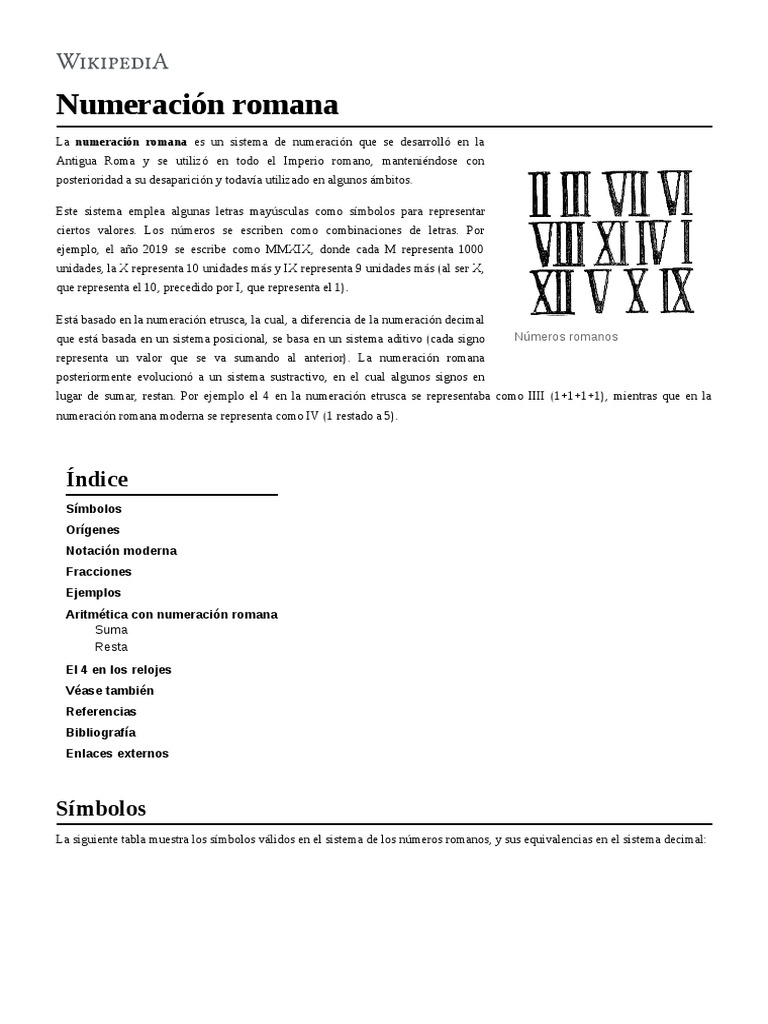Traduccion De Numeros Romanos A Arabigos Numeración Romana | PDF | Notación | Notación Matemática