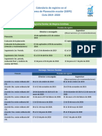 Calendario de RegistroSISPE 2019-2020