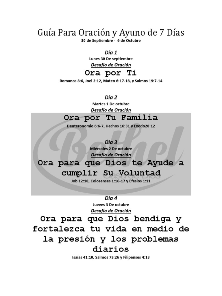 Guia Para Oracion Y Ayuno De 7 Dias Pdf