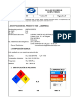 Hoja de Seguridad Limpiavidrios 