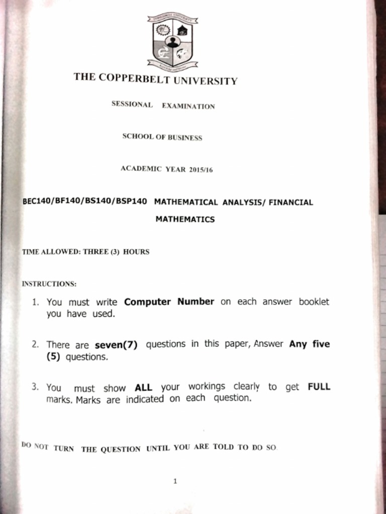 BS140 Mathematical Analysis | PDF