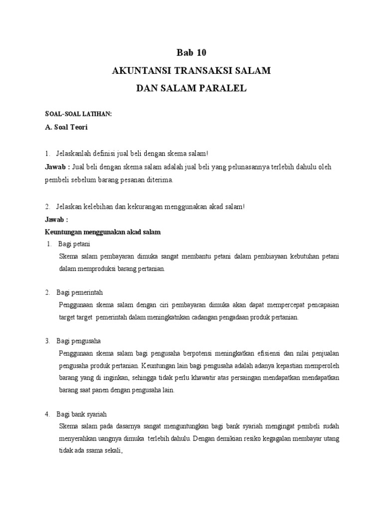 328698045 Tugas Bab 10 Transaksi Salam Srimaya Sari 43213110115 Pdf