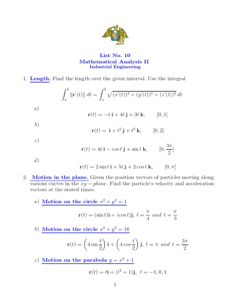 Calculus Problems on Motion and Integrals | PDF | Acceleration | Velocity