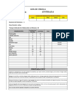 Receta Estandar. ENTRADAS