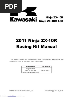 2011 Ninja ZX-10R Racing Kit Manual | PDF | Transmission