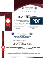 Juan C. Dela Cruz: For Being Included in The Roster of Academic Excellence Awardees For The