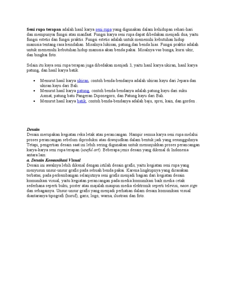 Seni Rupa Terapan Adalah Hasil Karya Seni Rupa Yang Digunakan Dalam Kehidupan Sehari