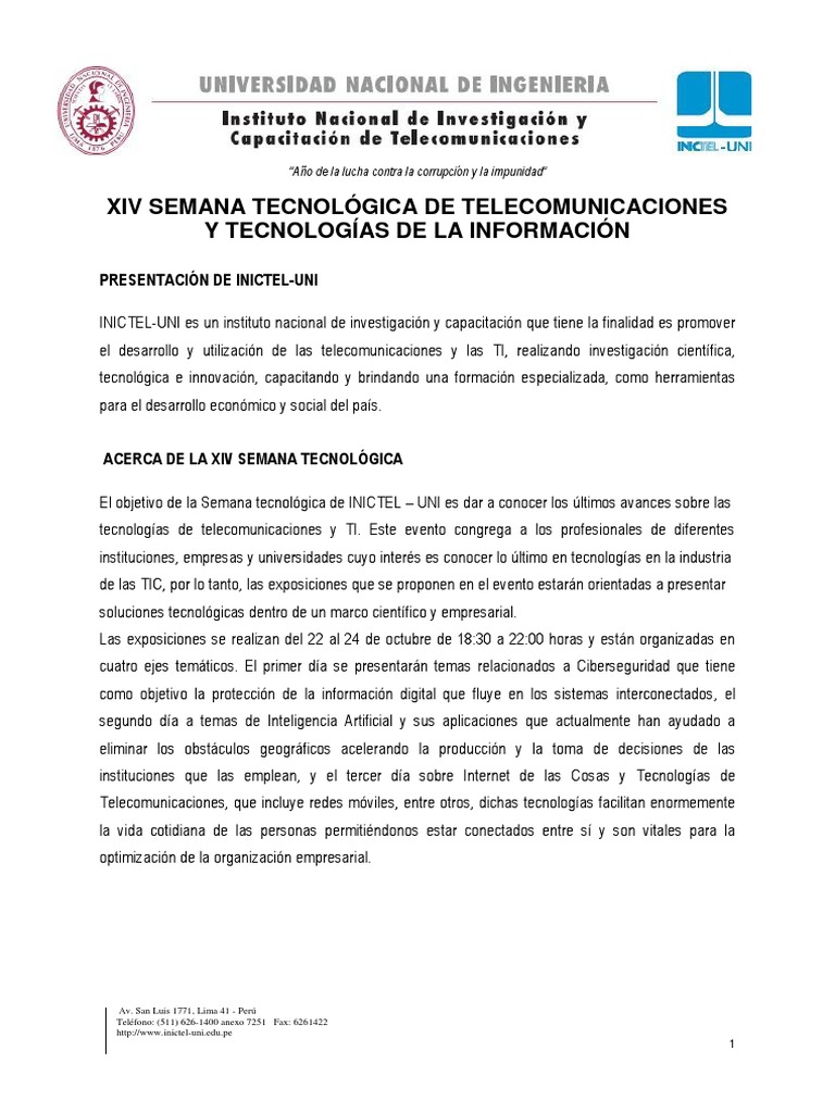Xiv Semana Tecnologica | PDF | Tecnología de información y ...