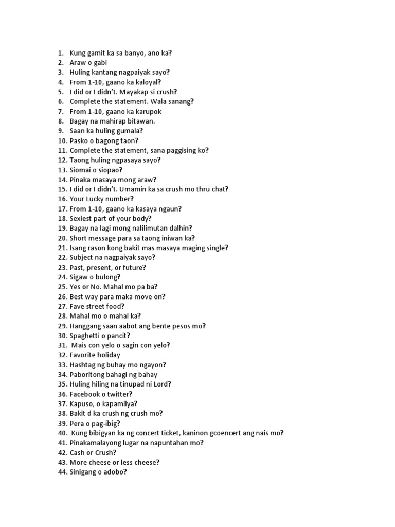 Fast Talk Questions