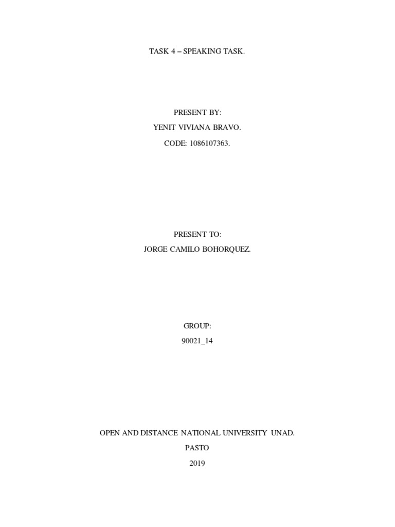 Task 4 - Speaking Task | PDF