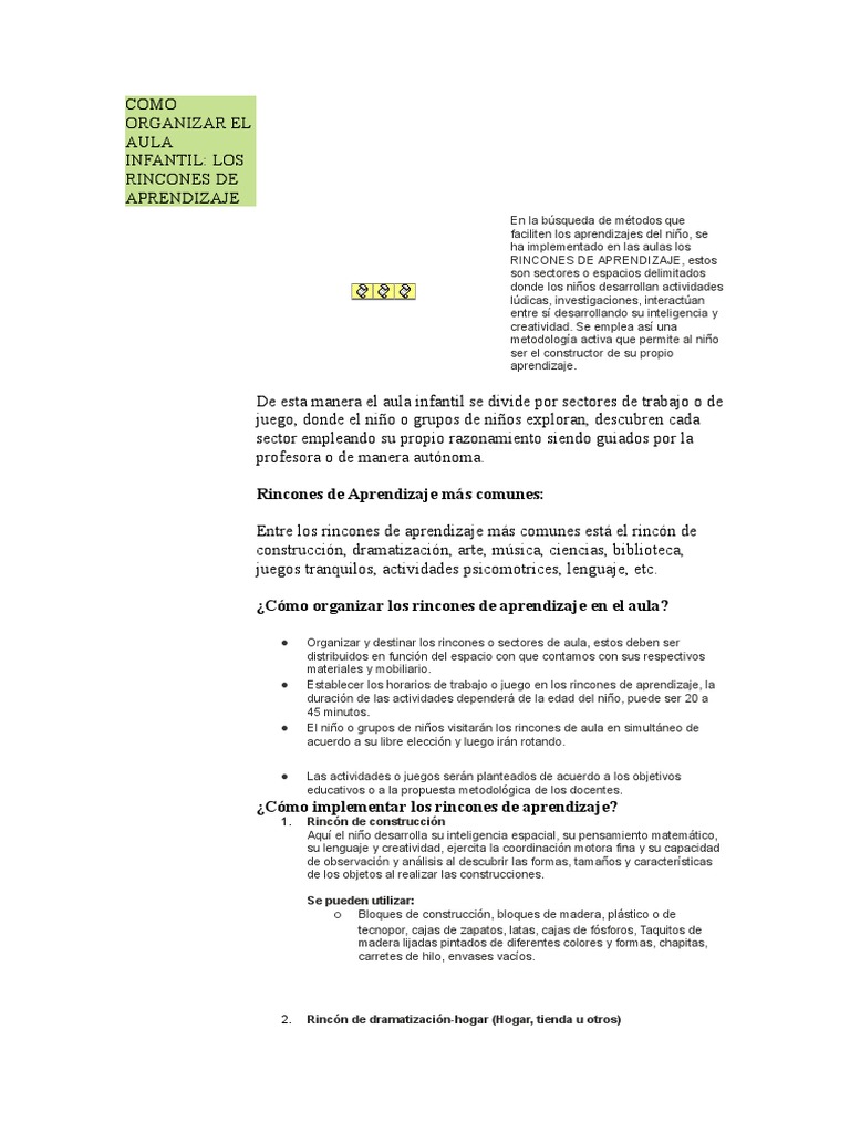 Como Organizar El Aula Infantil | PDF | Salón de clases | Adultos