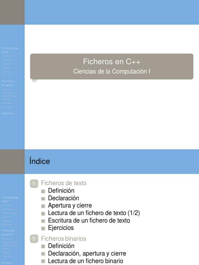 Ficheros en C++: Texto y Binarios | PDF | Ascii | Archivo de computadora