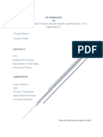 An Assignment On "How Corporate Finance Ensure Wealth Maximization of An Organization." Course Name: Course Code