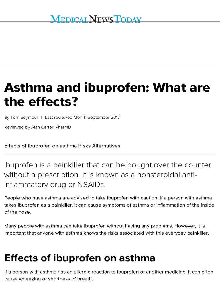 Asthma and Ibuprofen Effects, Risks, and Alternatives PDF Asthma Allergy