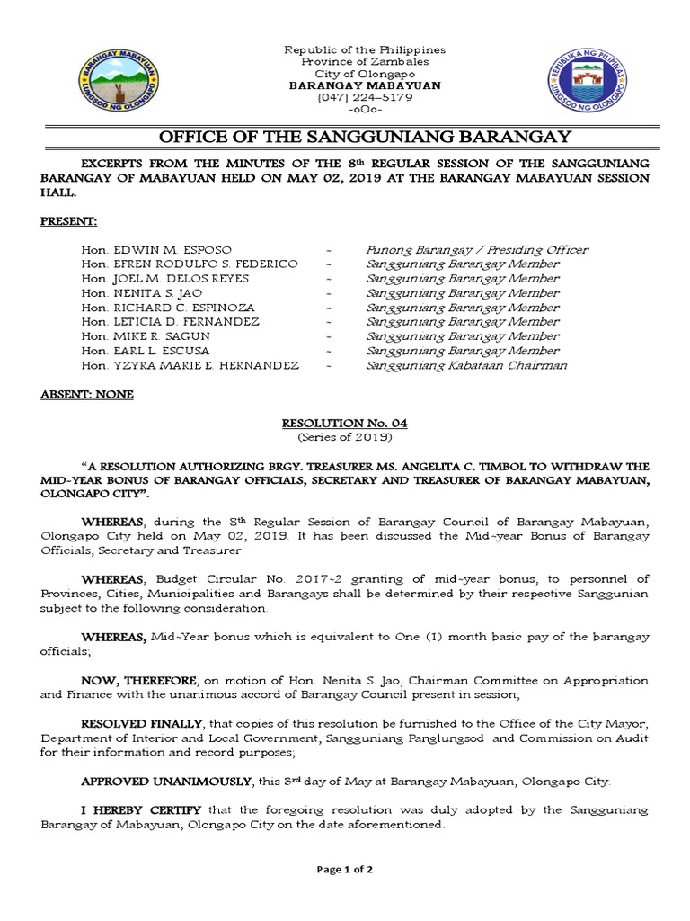 Reso No. 4 Mid Year Bonus PDF Government