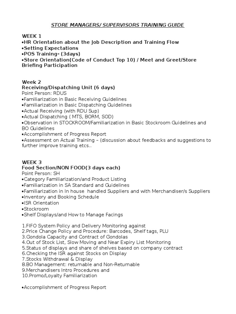 Store Managers Training Program Guide | PDF | Retail | Business Economics