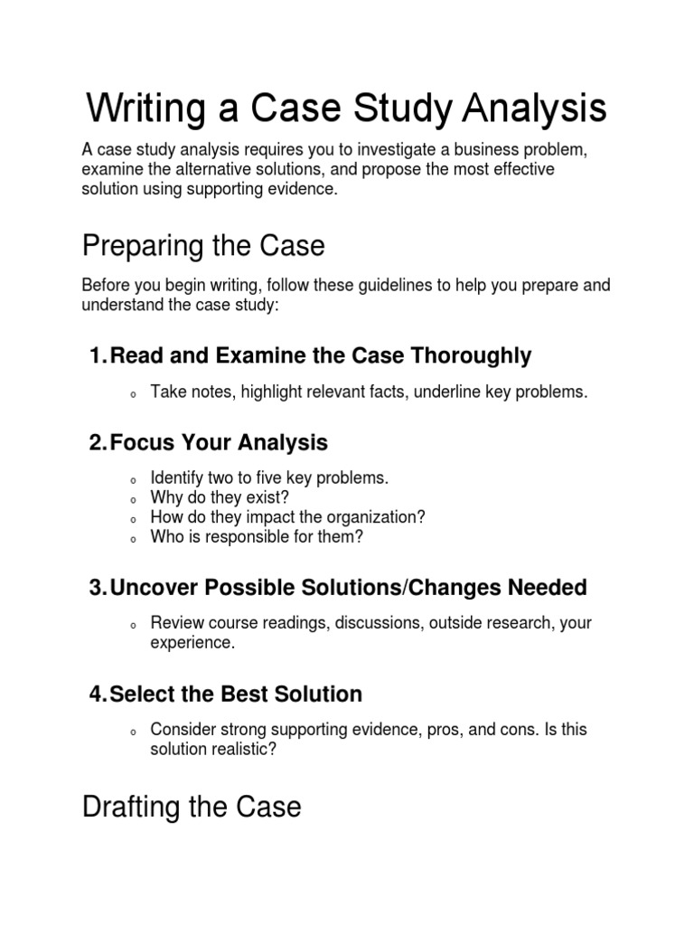 outline for writing a case study