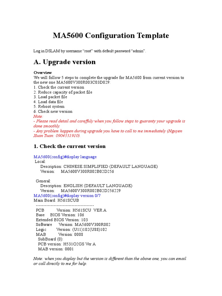 MA5600 Upgrade and Configuration Guide | PDF | Asynchronous Transfer ...