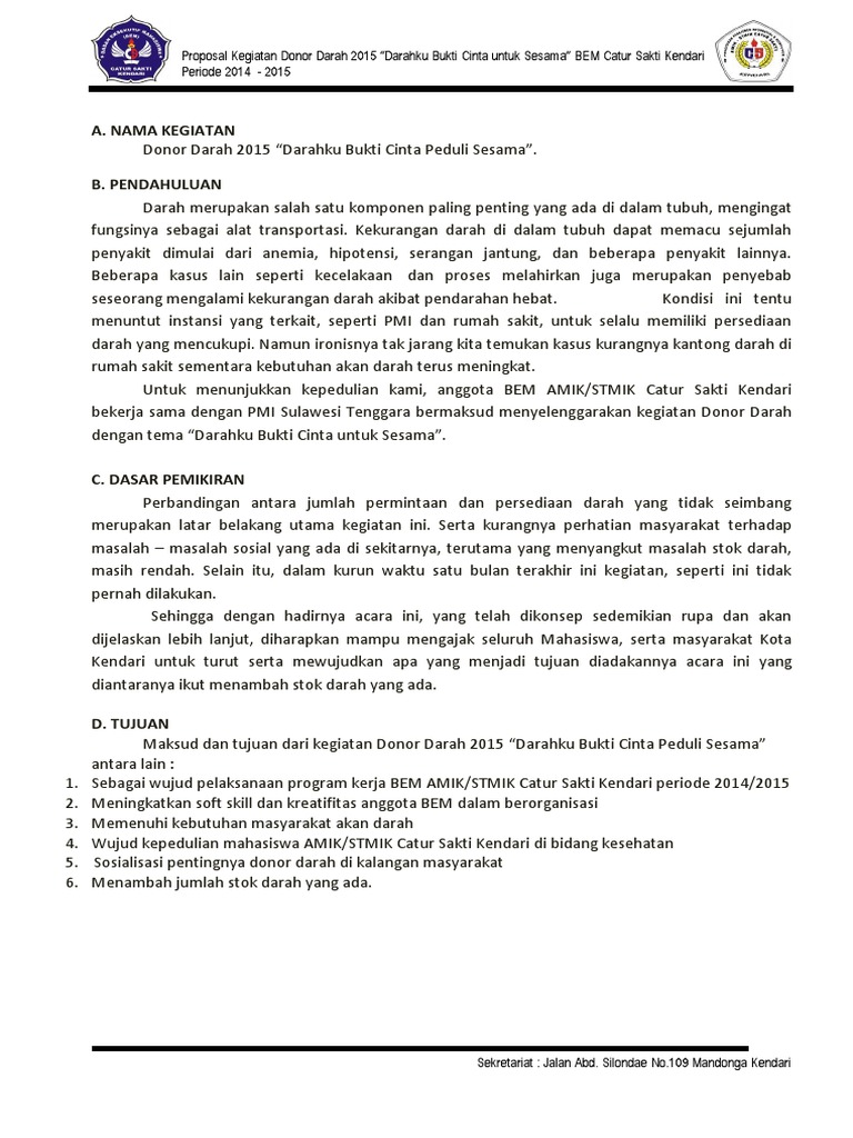 Proposal Kegiatan Donor Darah | PDF