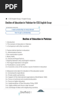 Decline of Education in Pakistan For CSS English Essay - Atif Pedia PDF