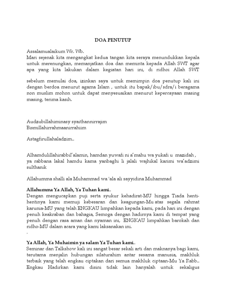 Doa Penutup Acara Seminar