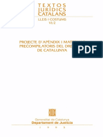 Projecte D'apèndix I Materials Precompilatoris Del Dret Civil de Catalunya