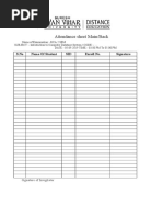 Attendance Sheet Main/Back: S.No Name of Student SID Enroll No. Signature