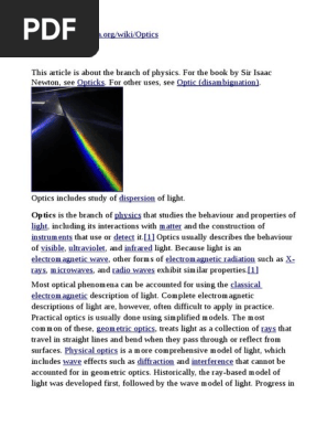 Optics And Light Pdf Dispersion Optics Optics