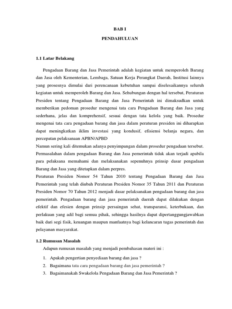 Prosedur Pengadaan Barang dan Jasa Pemerintah | PDF | Bisnis ...