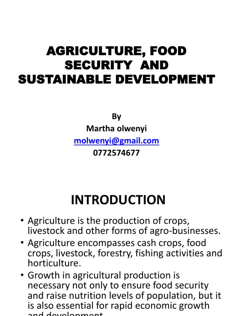 Agriculture Food Security And Sd Dme Pdf Food Security Poverty