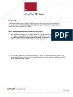 Worksheet for Testing Your Decision