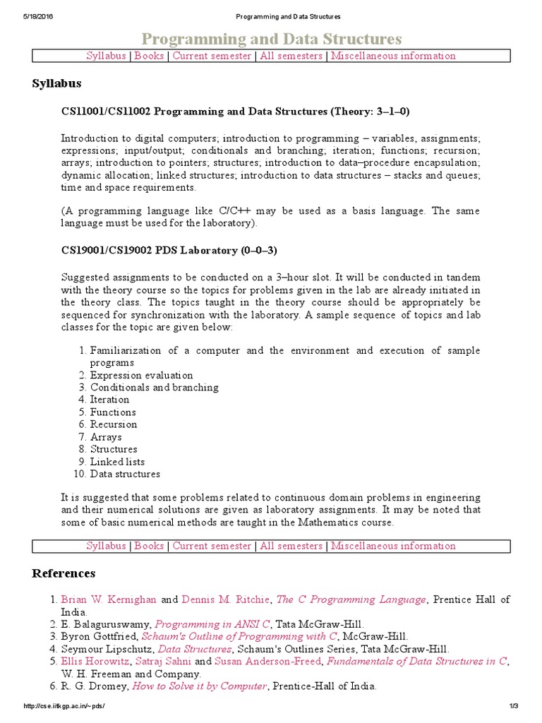 Programming and Data Structures | PDF | C (Programming Language ...