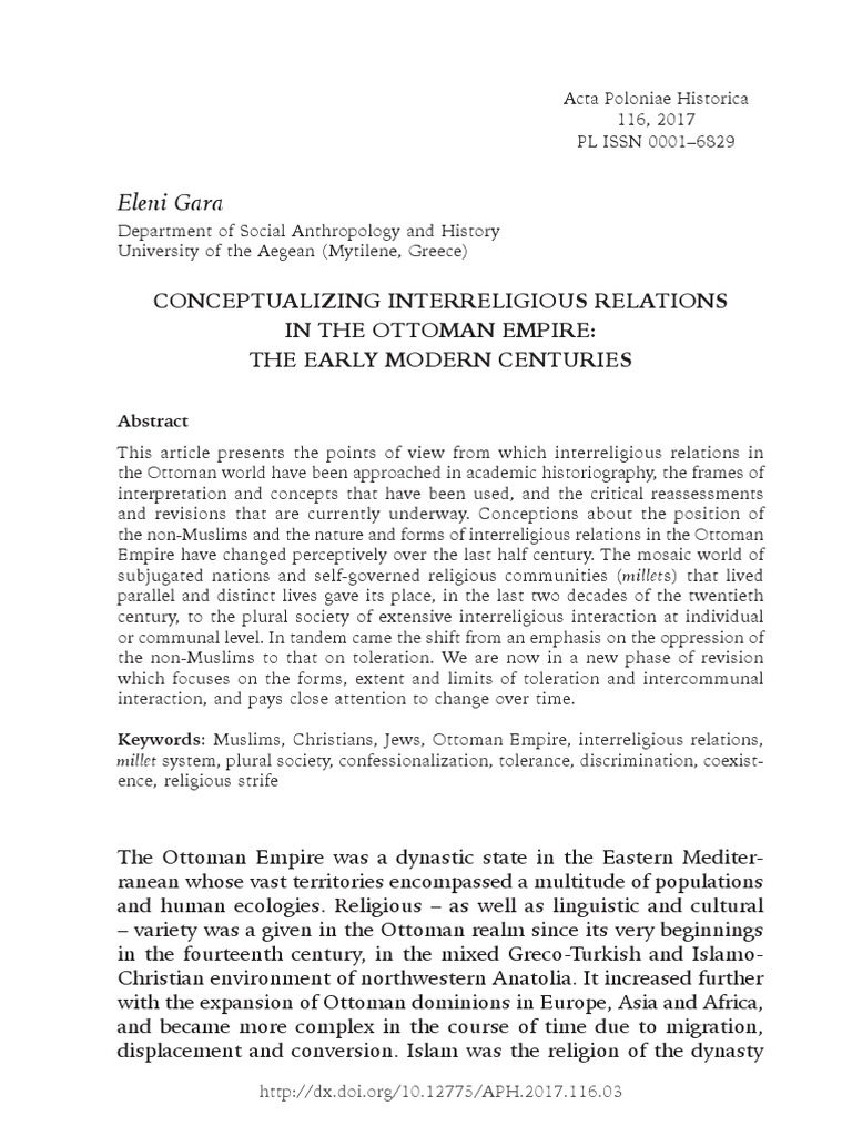 Conceptualizing Interreligious Relations in The Ottoman Empire The